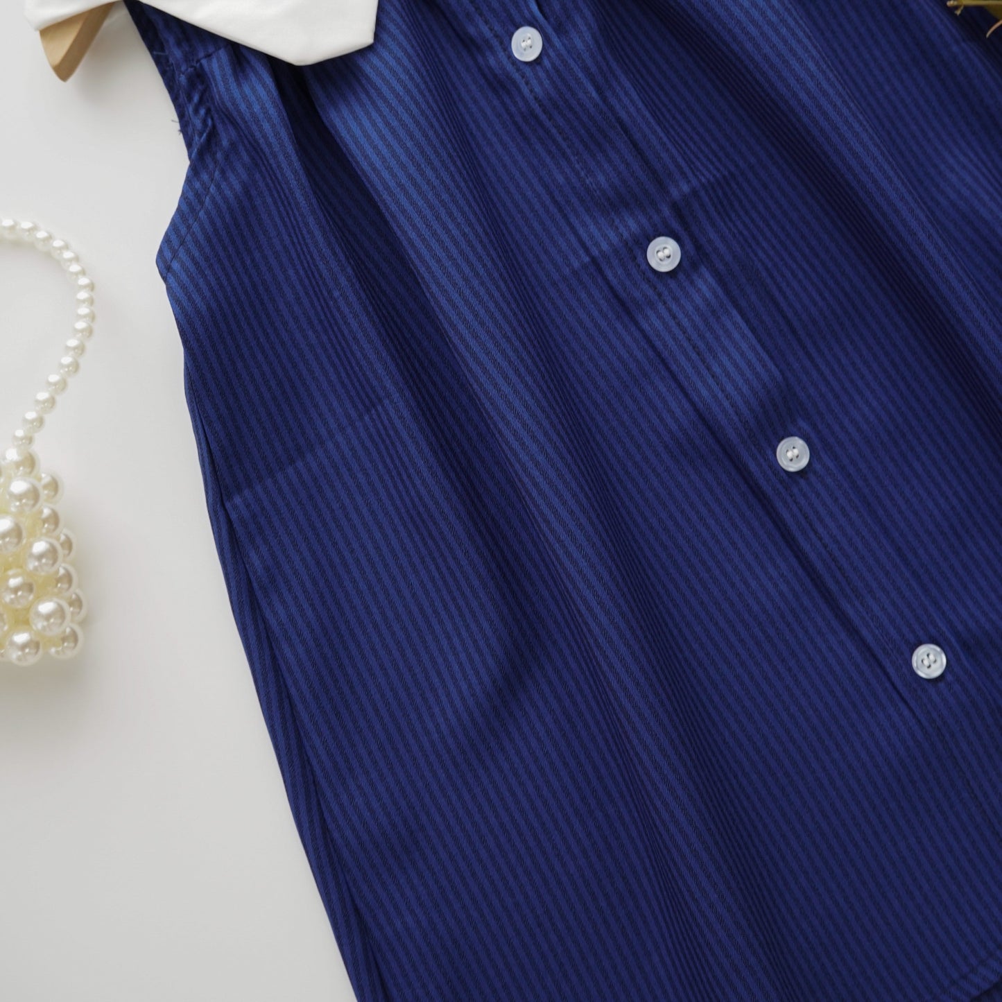 Collar Line Button Dress (Size 130&140)