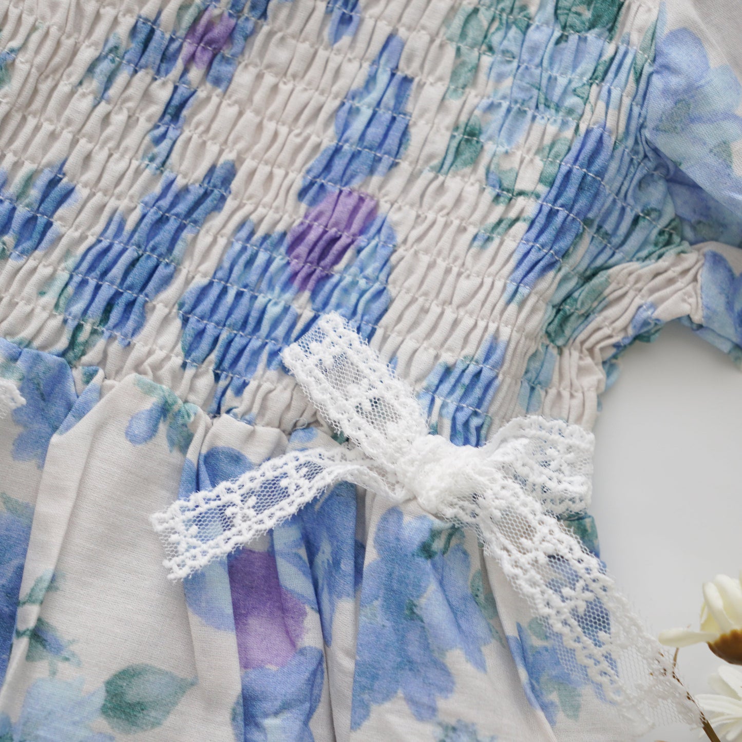 Puff Sleeves Blue Romper (Size 66)