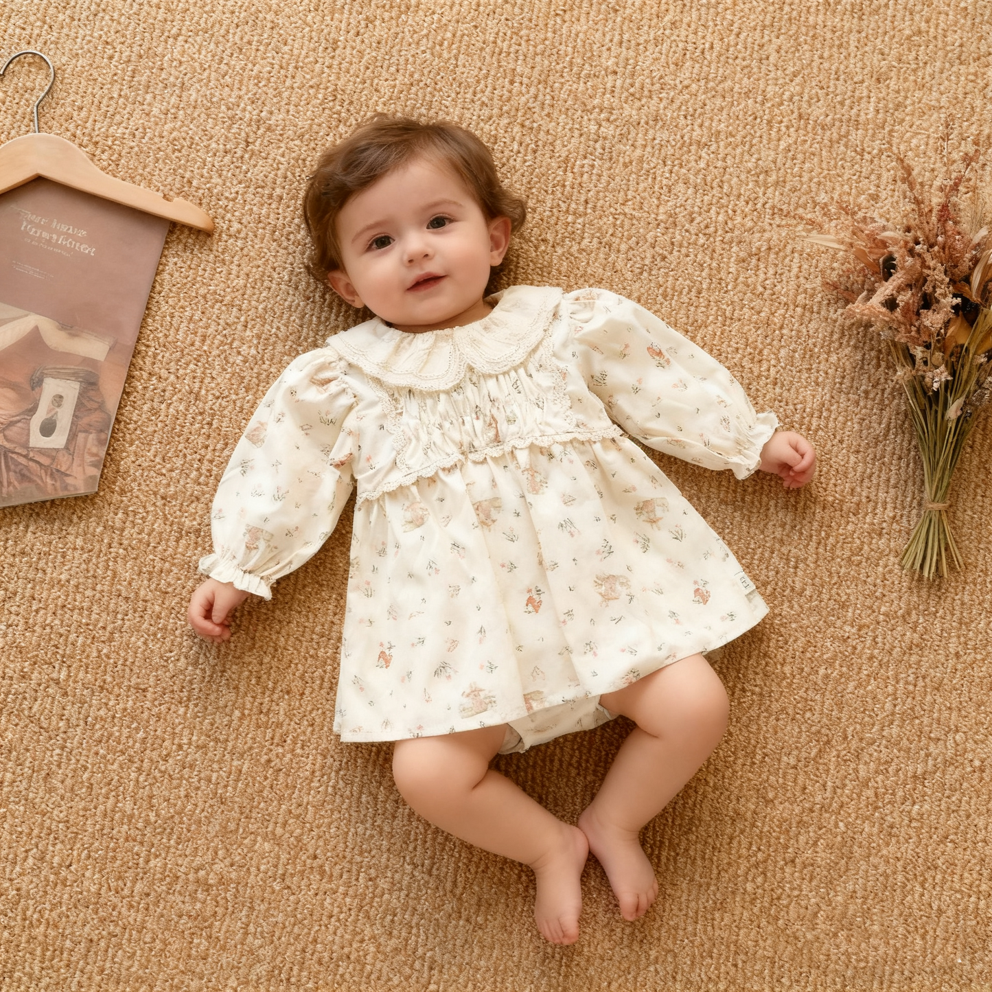 Summer Rabbit Long Sleeves Dress (Size 73)