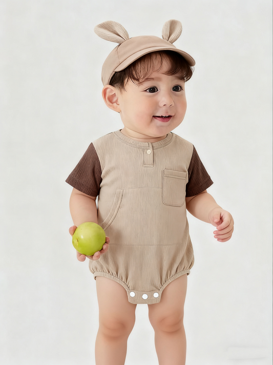 Daily Brown Romper with Hat (Size 80&90)