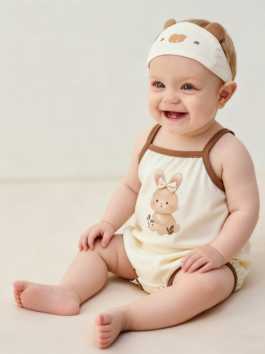 Blush Bear Daily Romper (Size 66&73)