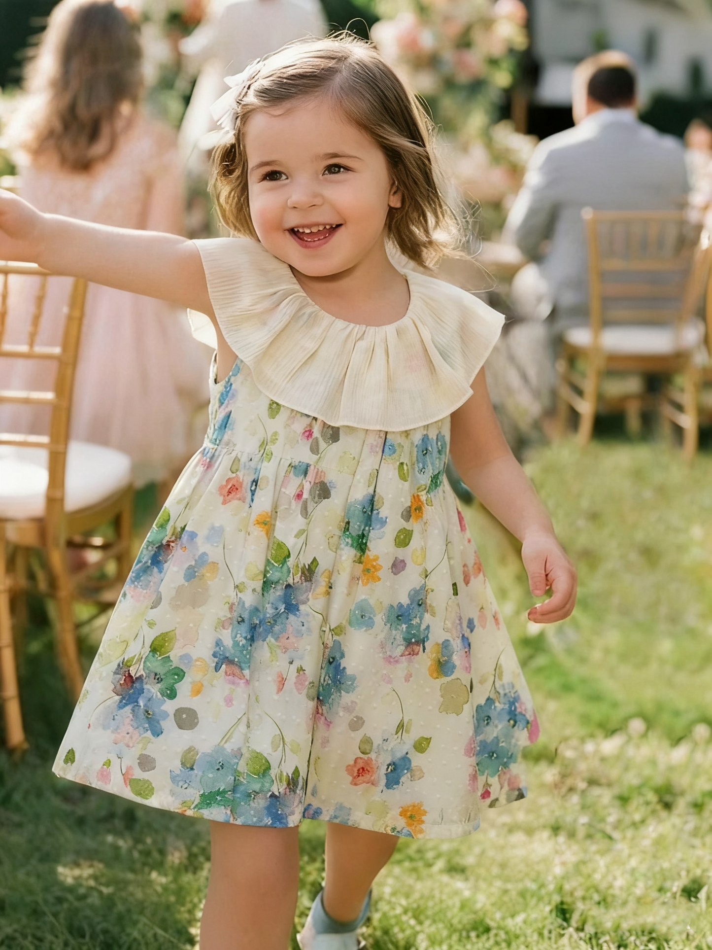 Painted Floral A Line Mini Dress (Size 110&120)