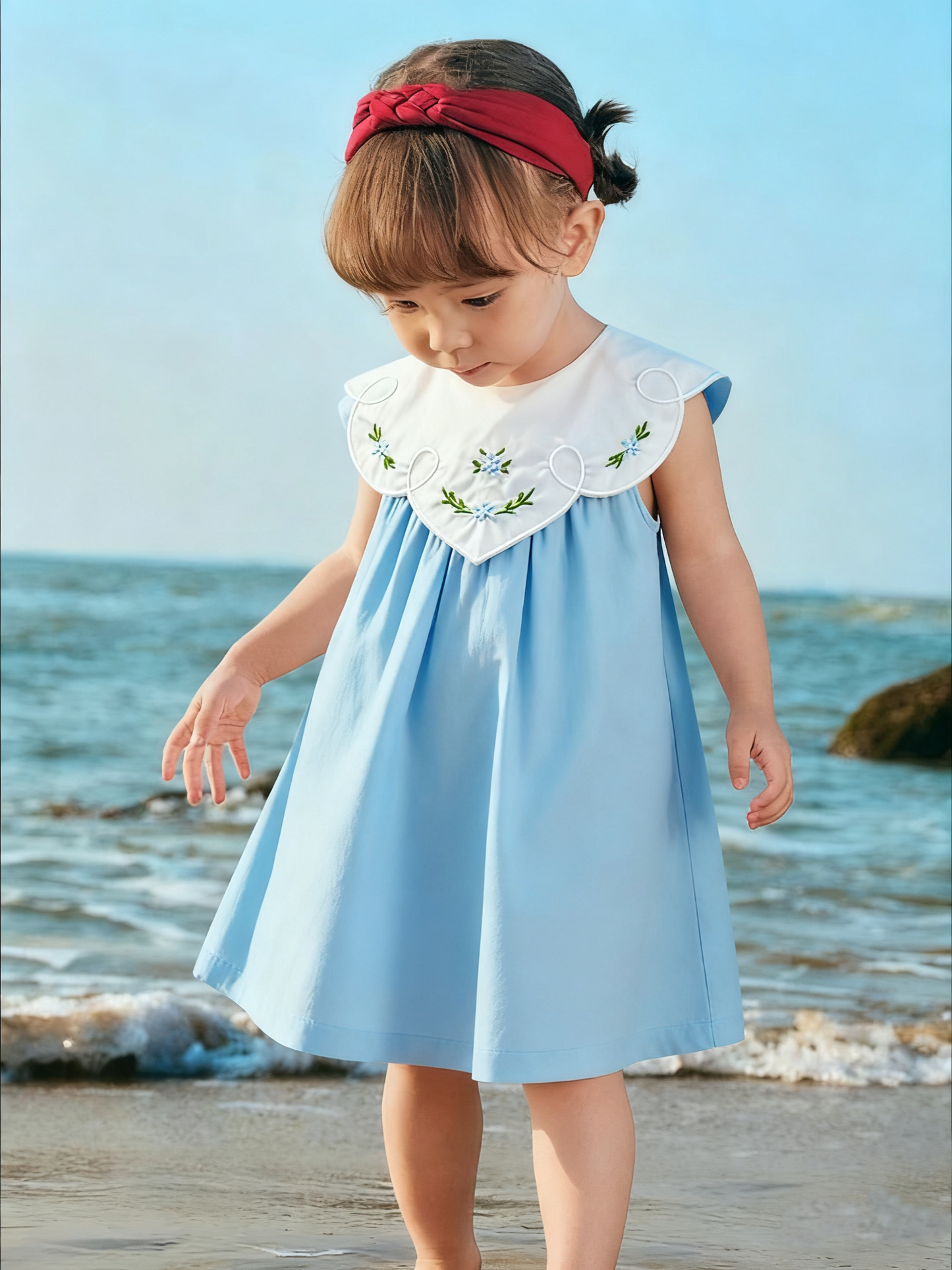 Basic Baby Blue Girl Dress (Size 90,120,140)