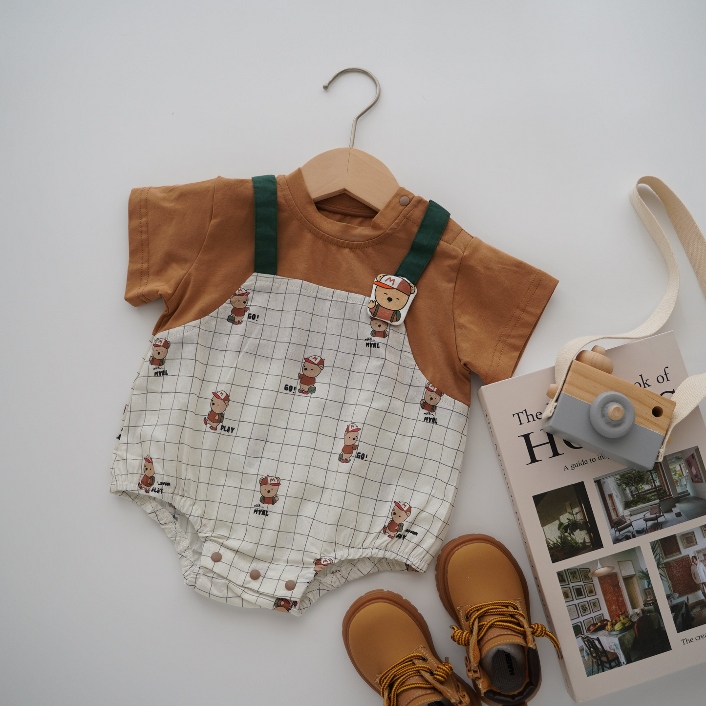Contrast Bear Romper in Brown (Size 66&73)