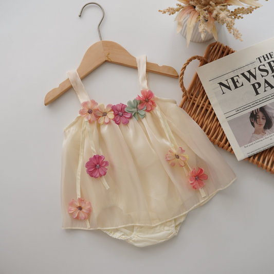 Color Flower Details Romper