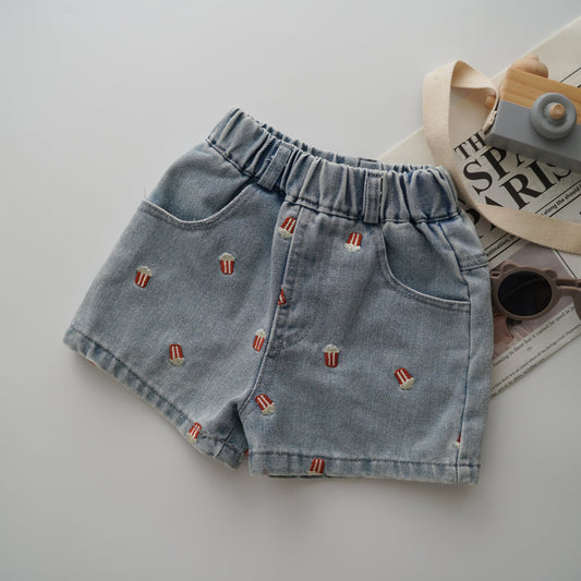 Popcorn Design Denim Pants (Size 130)