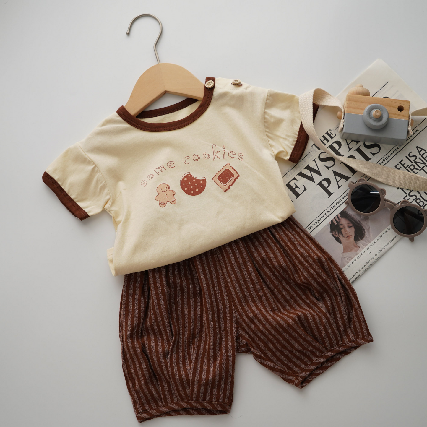 Cookies T-Shirt & Line Casual Pants Set