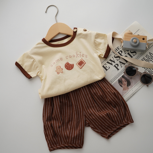 Cookies T-Shirt & Line Casual Pants Set