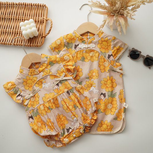 Flower & Cat Sister Matching Cheongsam