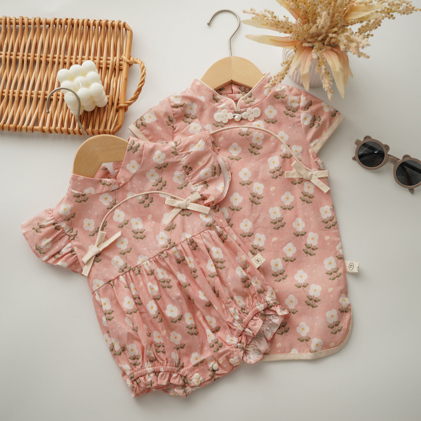 Modern Flower Sister Matching Cheongsam