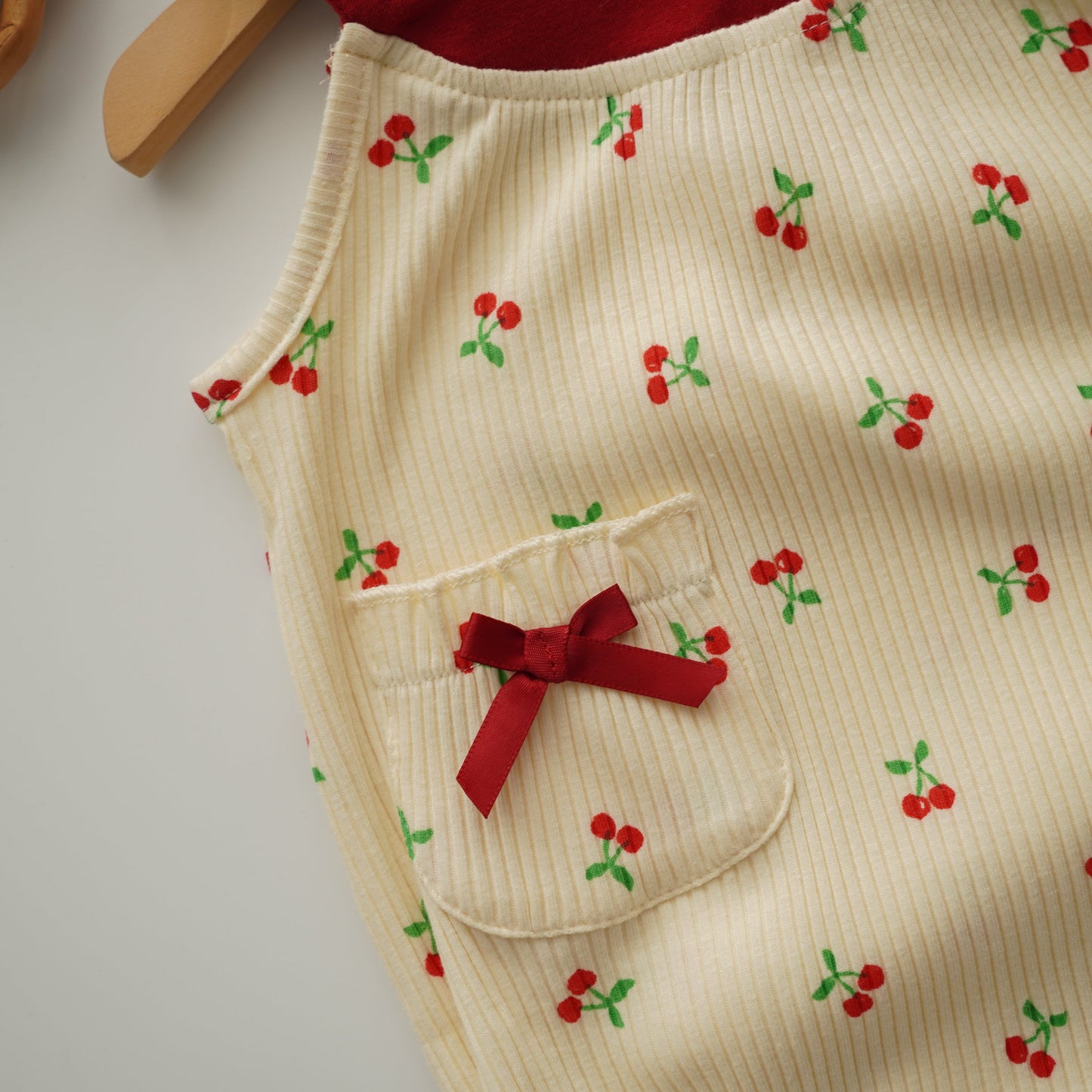 Cherry Ribbon Sleeveless Romper (Size 73)